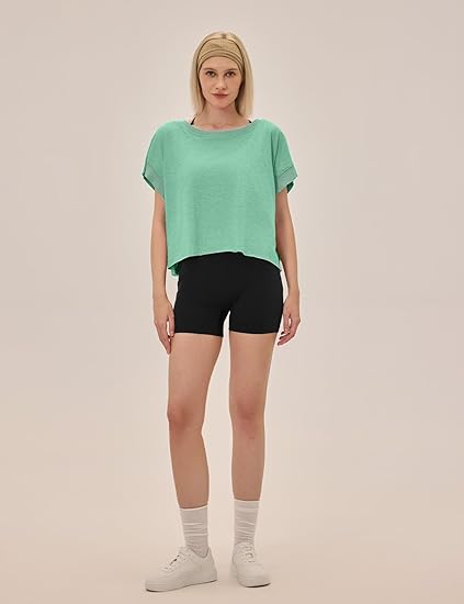 UNIANKIYA Open Back Workout Tops for Women Loose Fit Athletic Crop Tee Short Sleeve Gym Running Yoga Shirt - Image 3